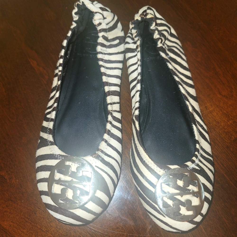 Tory Burch Zebra Ballerina Flats never worn, see photos